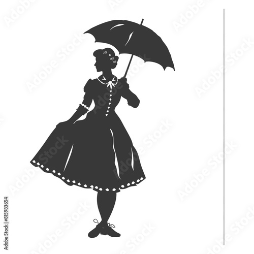 Silhouette independent germany women wearing dirndl with umbrella black color only