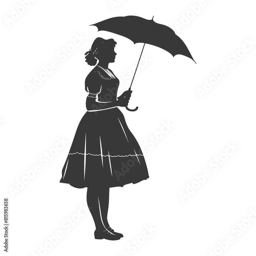 Silhouette independent germany women wearing dirndl with umbrella black color only