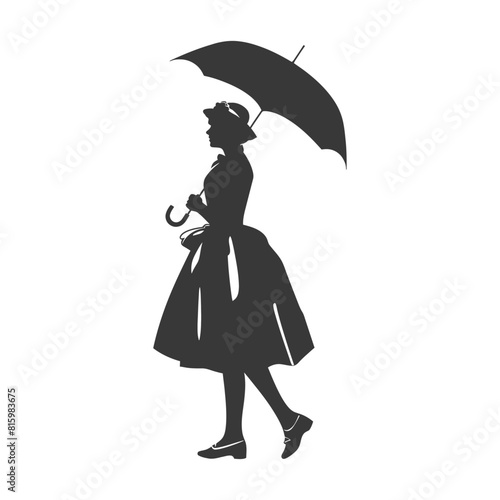 Silhouette independent germany women wearing dirndl with umbrella black color only