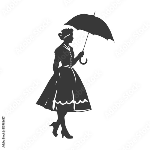 Silhouette independent germany women wearing dirndl with umbrella black color only