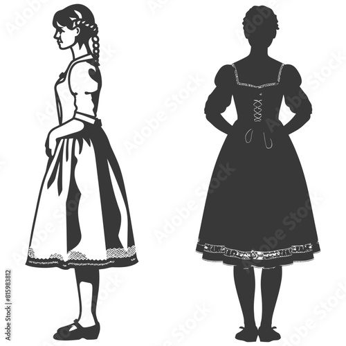 Silhouette independent germany women wearing dirndl black color only