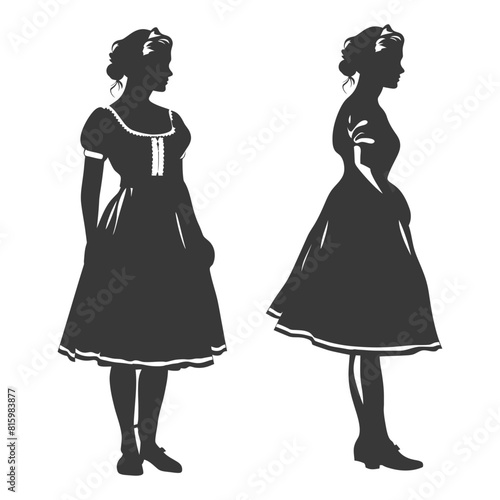Silhouette independent germany women wearing dirndl black color only