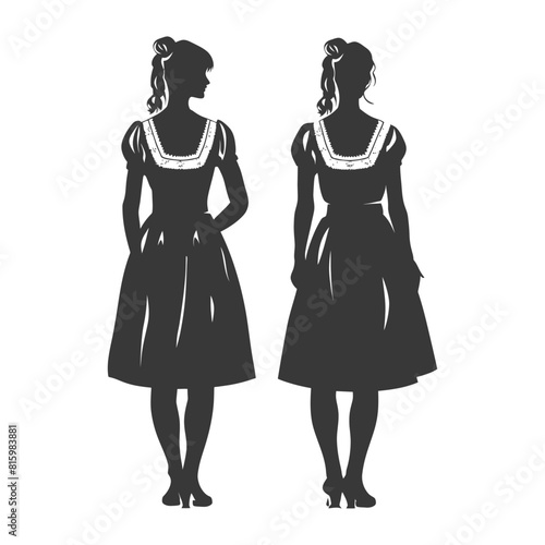 Silhouette independent germany women wearing dirndl black color only