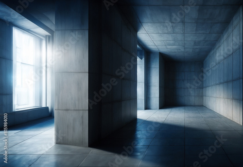 empty space of concrete construction, abstract, modern architectural space © Visualmind