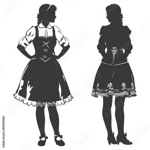 Silhouette independent germany women wearing dirndl black color only