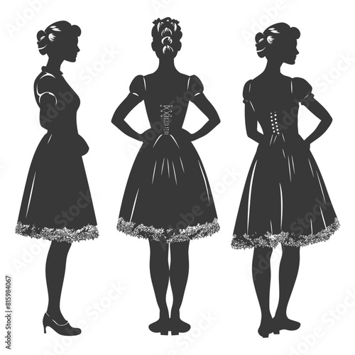Silhouette independent germany women wearing dirndl black color only