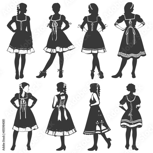 Silhouette independent germany women wearing dirndl black color only