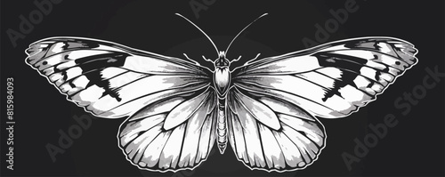 Butterfly - Black and White Isolated Icon - Vector illustration