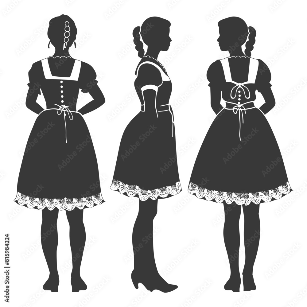 Silhouette independent germany women wearing dirndl black color only Silhouette independent germany women wearing dirndl black color only