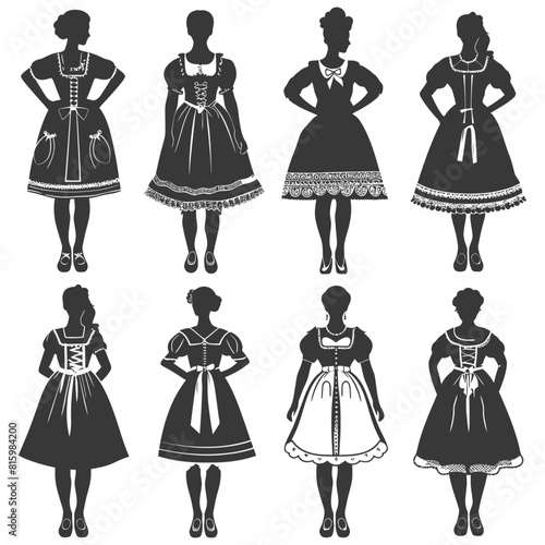 Silhouette independent germany women wearing dirndl black color only