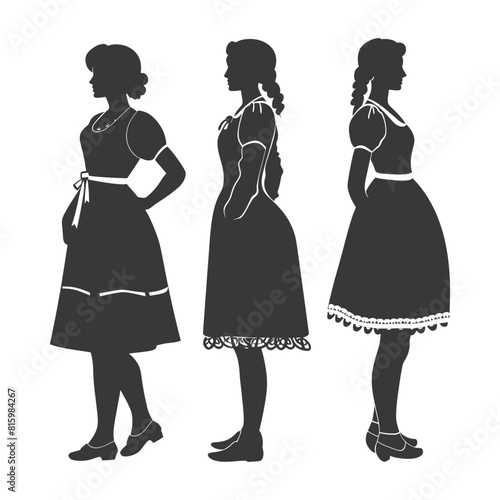 Silhouette independent germany women wearing dirndl black color only