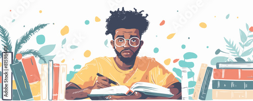 personaje animado escritor con colores modernos con fondo blanco. vector simple