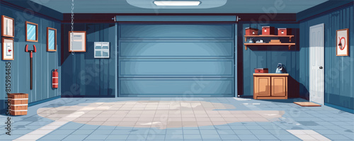 Empty garage vector isolated illustration