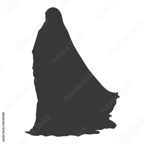 Silhouette independent emirates women wearing Abaya black color only