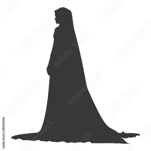 Silhouette independent emirates women wearing Abaya black color only