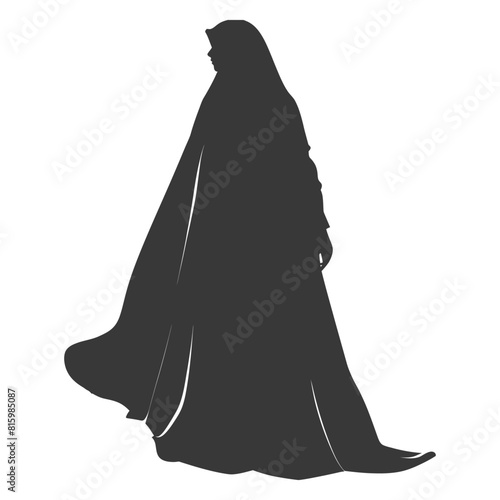Silhouette independent emirates women wearing Abaya black color only