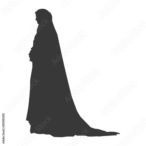 Silhouette independent emirates women wearing Abaya black color only