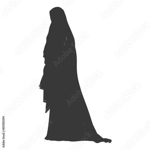 Silhouette independent emirates women wearing Abaya black color only