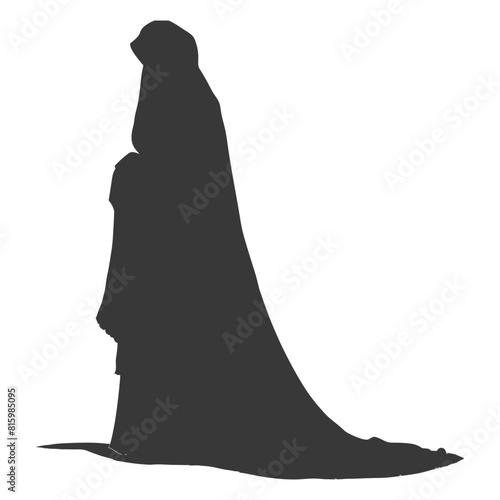 Silhouette independent emirates women wearing Abaya black color only