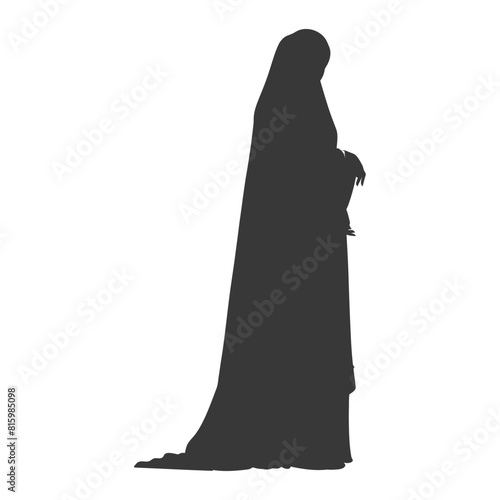Silhouette independent emirates women wearing Abaya black color only