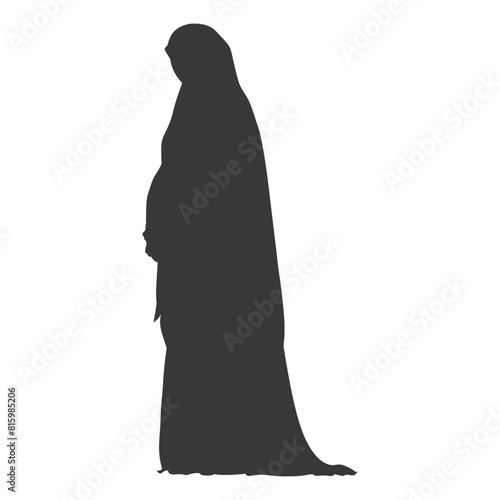Silhouette independent emirates women wearing Abaya black color only