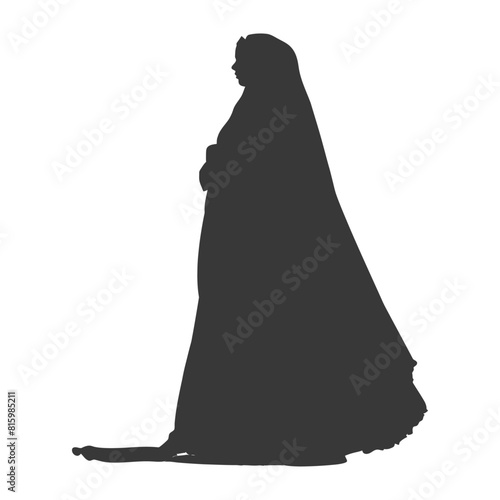 Silhouette independent emirates women wearing Abaya black color only