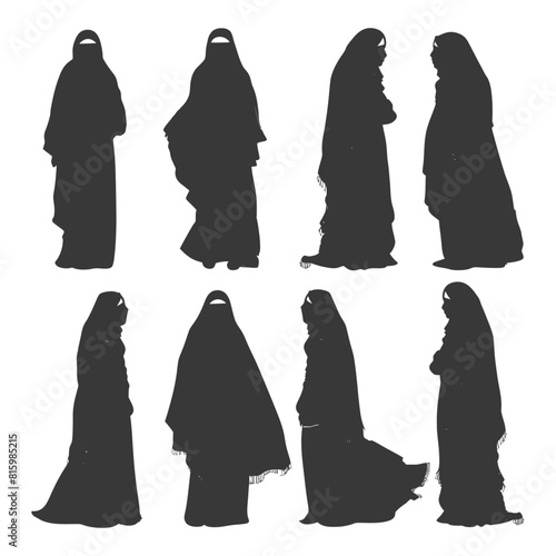 Silhouette independent emirates women wearing Abaya black color only