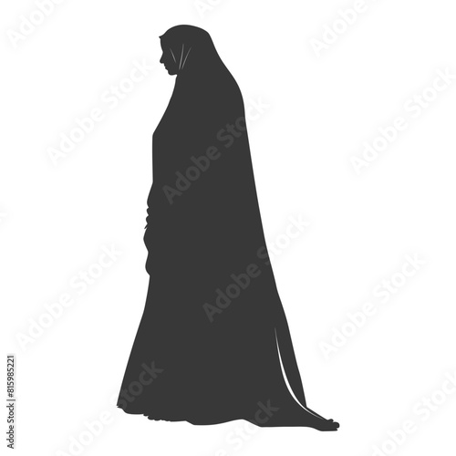 Silhouette independent emirates women wearing Abaya black color only