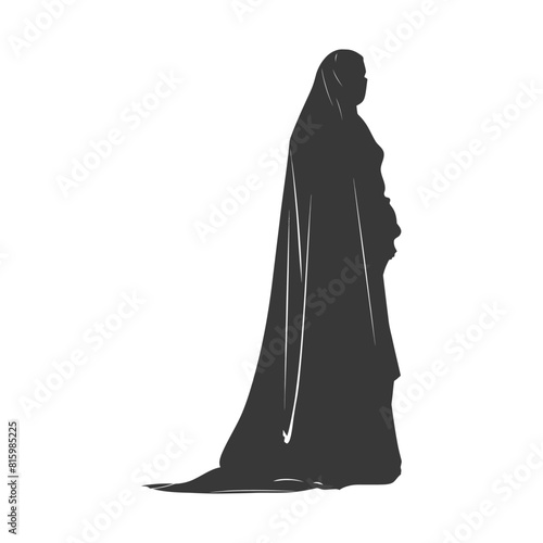 Silhouette independent emirates women wearing Abaya black color only