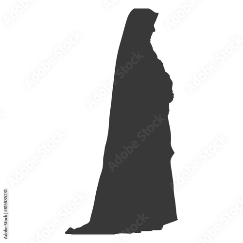 Silhouette independent emirates women wearing Abaya black color only