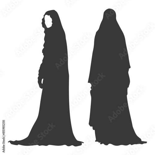 Silhouette independent emirates women wearing Abaya black color only