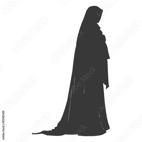 Silhouette independent emirates women wearing Abaya black color only