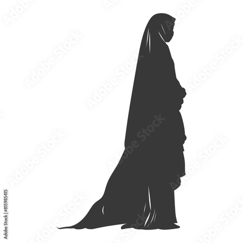 Silhouette independent emirates women wearing Abaya black color only