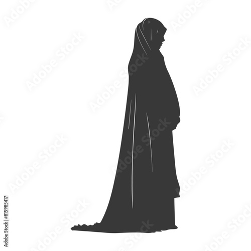 Silhouette independent emirates women wearing Abaya black color only