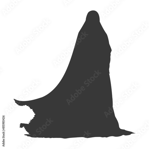 Silhouette independent emirates women wearing Abaya black color only