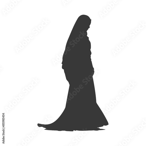 Silhouette independent emirates women wearing Abaya black color only