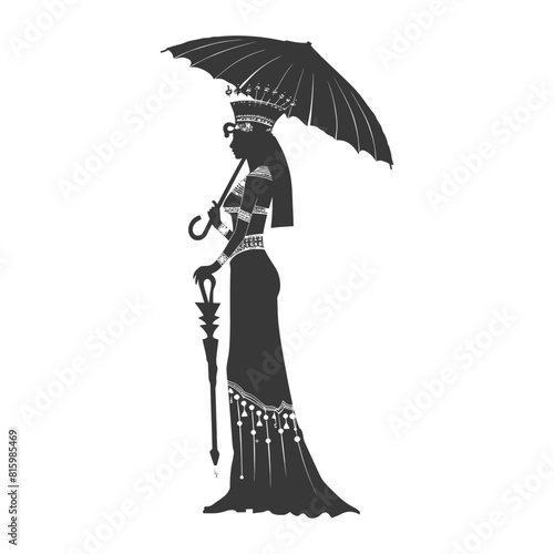 Silhouette independent egyptian women wearing tob sebleh with umbrella black color only