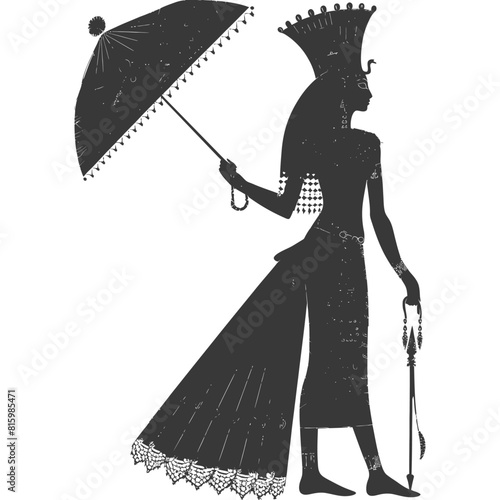 Silhouette independent egyptian women wearing tob sebleh with umbrella black color only