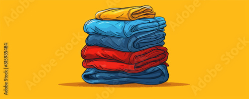 Stacked clothes. Isolated on background. Cartoon vector illustration