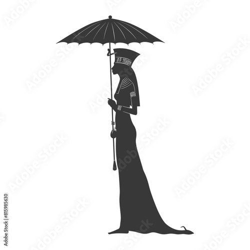 Silhouette independent egyptian women wearing tob sebleh with umbrella black color only