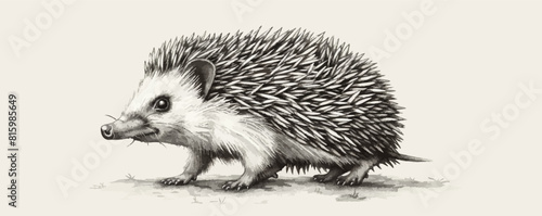 hedgehog Engraving style. Simple pencil drawing. vector simple illustration