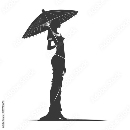 Silhouette independent egyptian women wearing tob sebleh with umbrella black color only