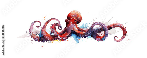 octopus,in watercolor style.. vector simple illustration
