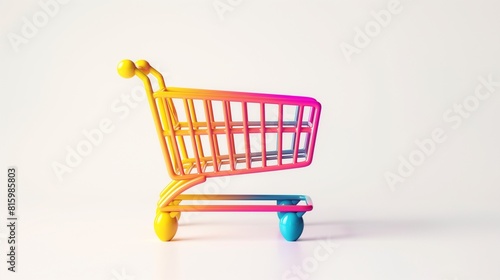 A colorful shopping cart icon representing online shopping and e-commerce set against a pristine