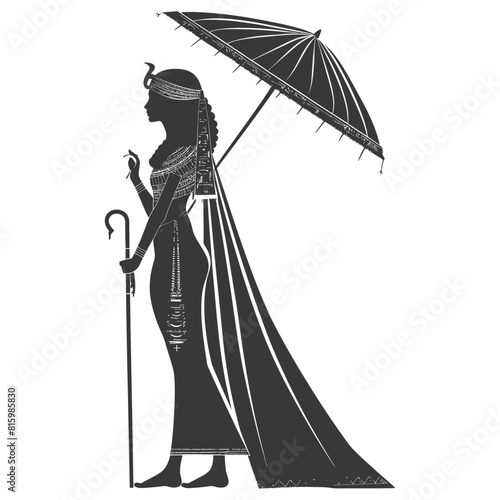 Silhouette independent egyptian women wearing tob sebleh with umbrella black color only