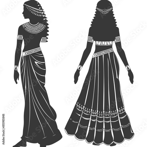 Silhouette independent egyptian women wearing tob sebleh black color only