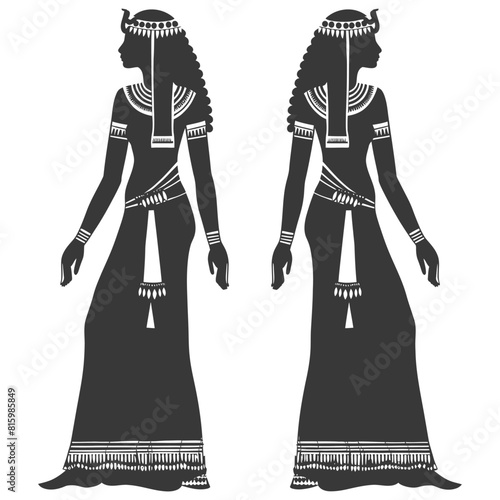 Silhouette independent egyptian women wearing tob sebleh black color only
