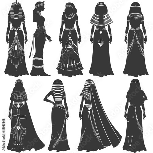 Silhouette independent egyptian women wearing tob sebleh black color only