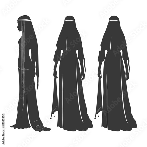 Silhouette independent egyptian women wearing tob sebleh black color only