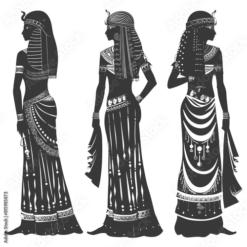 Silhouette independent egyptian women wearing tob sebleh black color only
